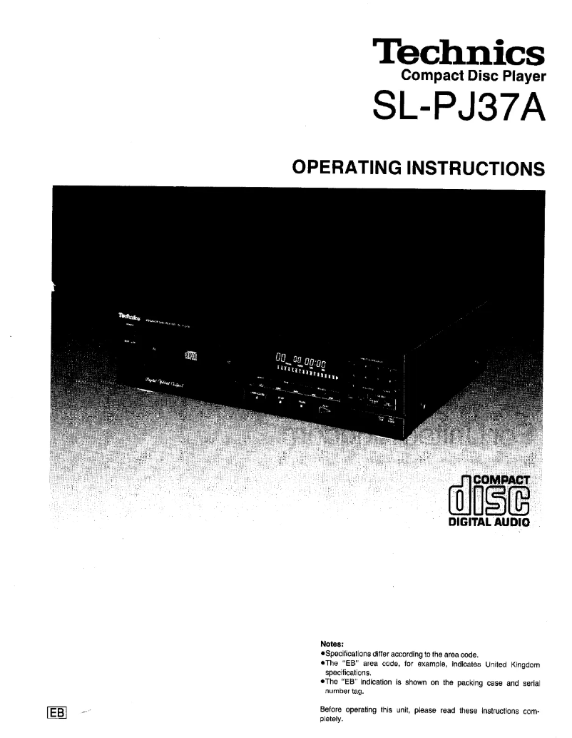 Image de la première page du manuel de l'appareil SL-PJ37