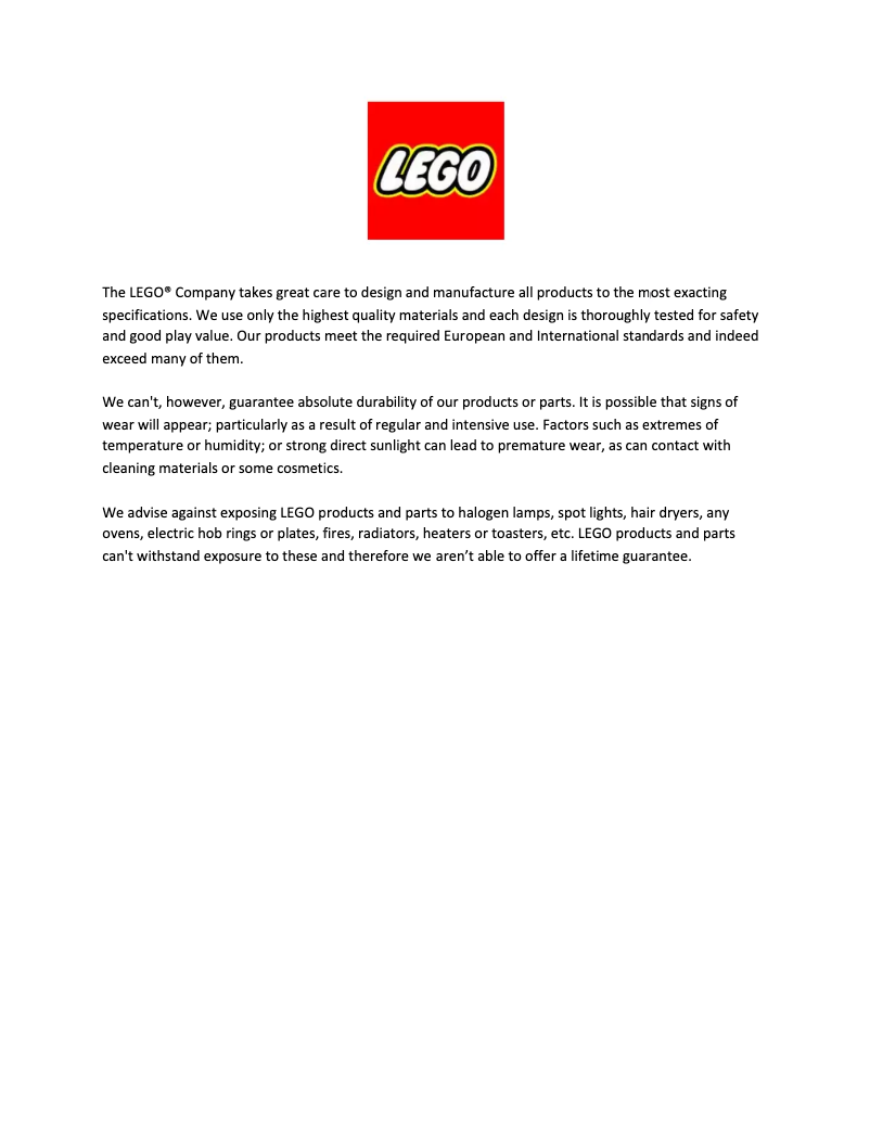 Page 1 de la notice Fiche technique Lego City 60141