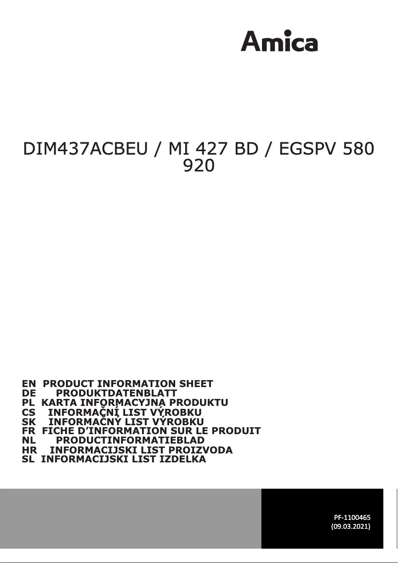 Image de la première page du manuel de l'appareil DIM437ACBEU