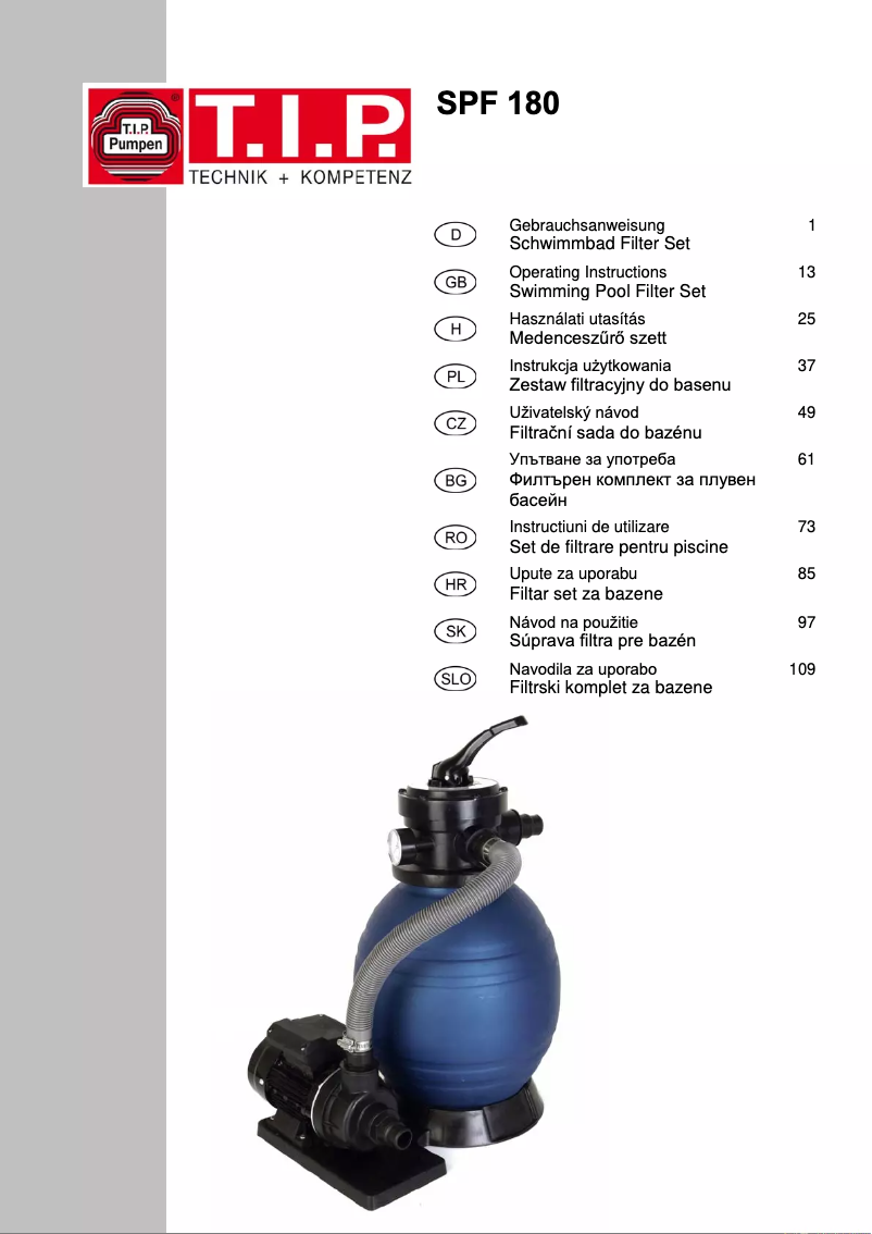 Page 1 de la notice Manuel utilisateur T.I.P. SPF 180