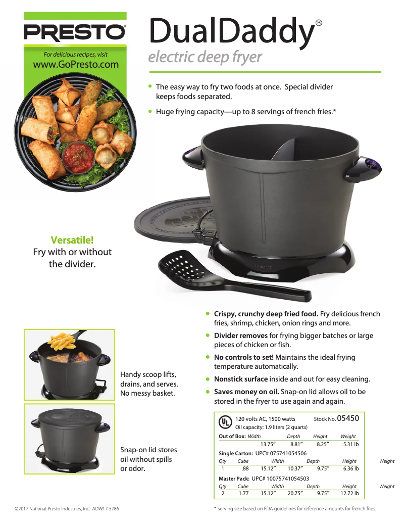 Page 1 de la notice Fiche technique Presto DualDaddy