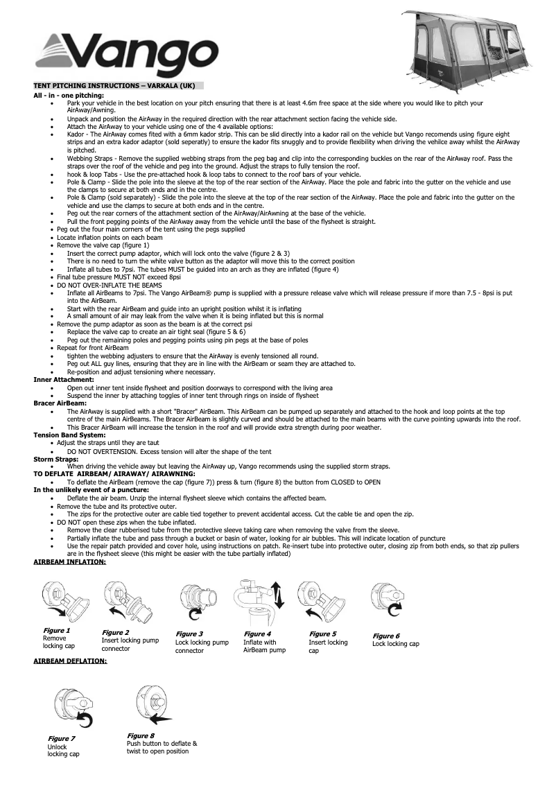 Página 1 del manual Manual de usuario Vango Varkala 280