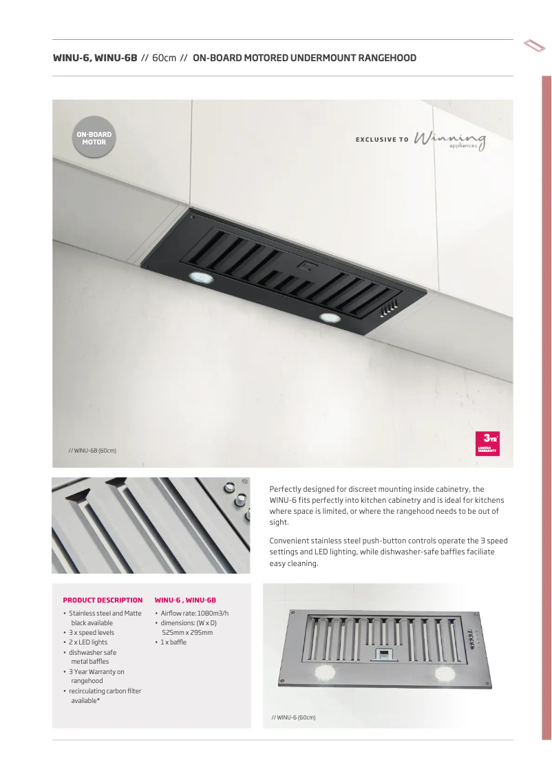 Page 1 de la notice Fiche technique Schweigen WINU-6