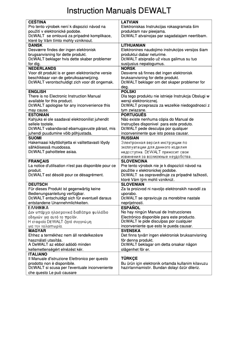 Página 1 del manual Manual de usuario DeWalt DW320