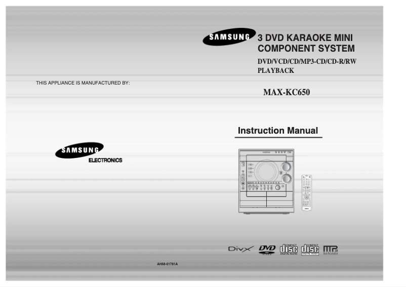 Page 1 de la notice Manuel utilisateur Samsung MAX-KC650