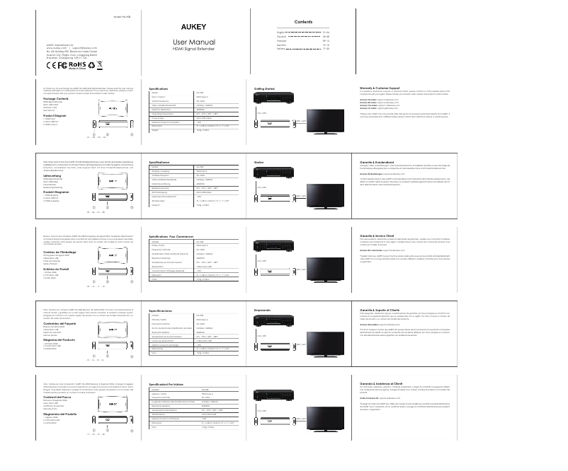 Page 1 de la notice Manuel utilisateur Aukey UA-C01