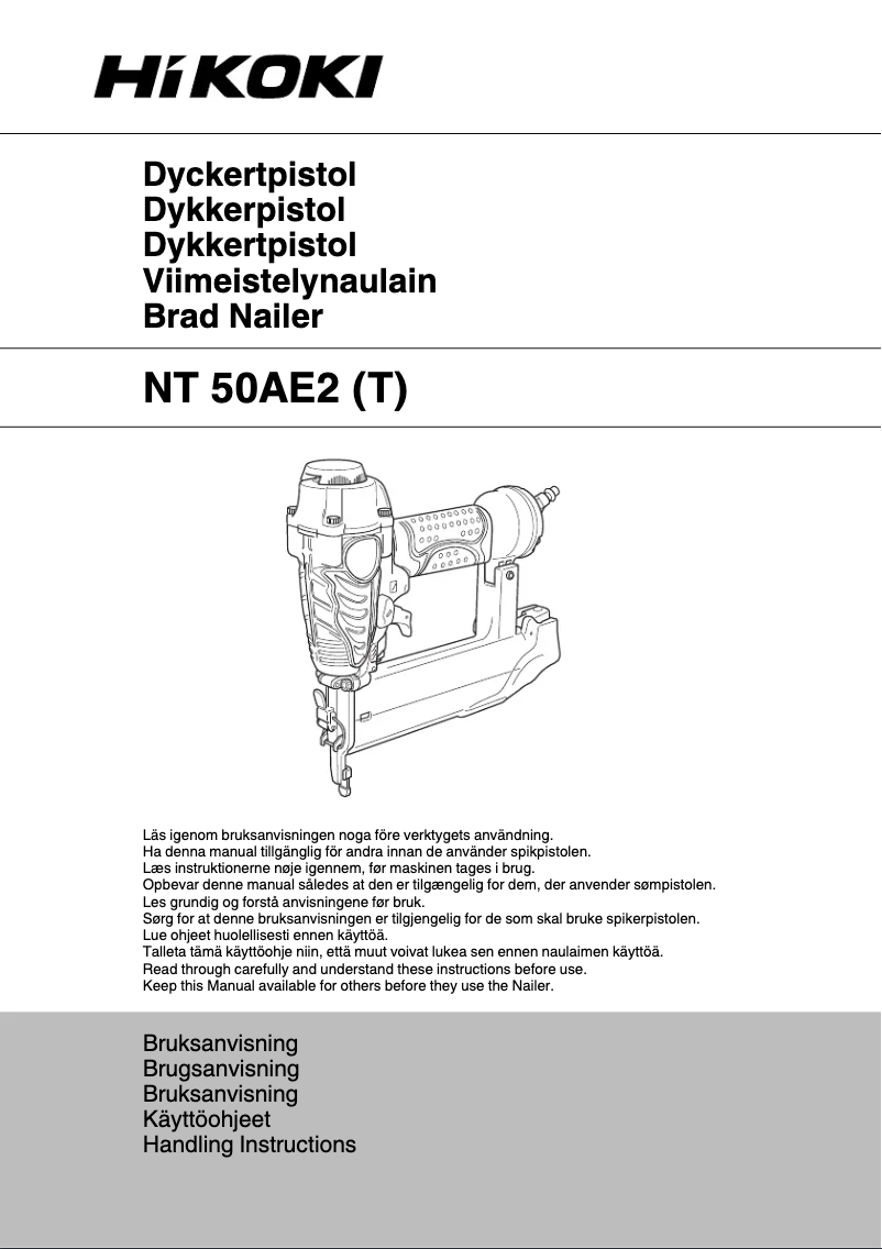 Page n°1 - Manuel utilisateur HiKOKI NT50AE2(T)