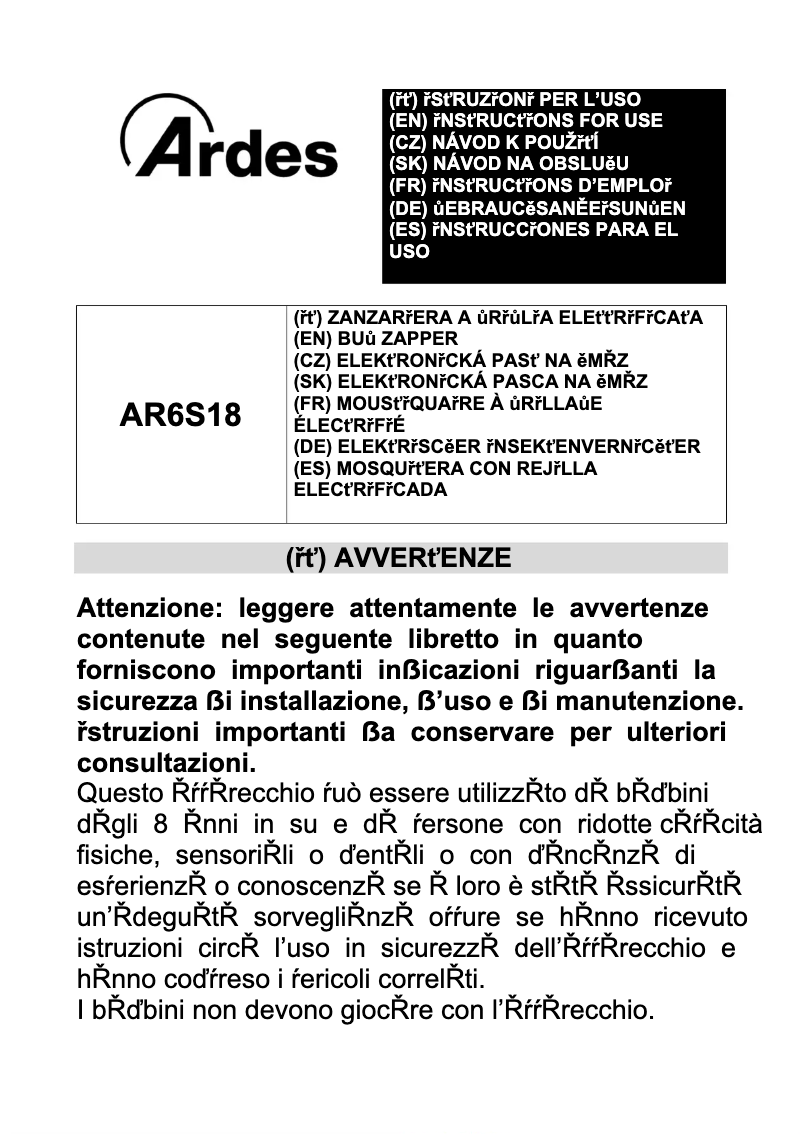 Page 1 de la notice Manuel utilisateur Ardes AR6S18