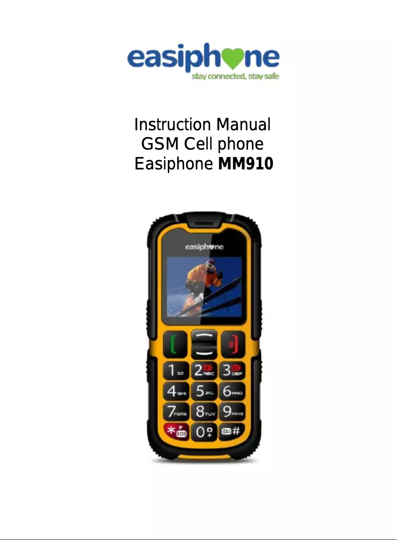 Page n°1 - Manuel utilisateur MaxCom Easiphone MM910