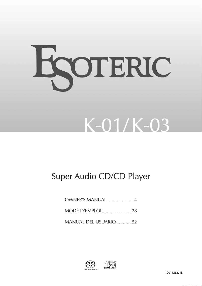 Page n°1 - Manuel utilisateur Esoteric K-01