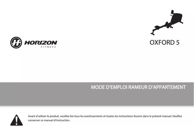 Page 1 de la notice Manuel utilisateur Horizon Fitness Oxford 5