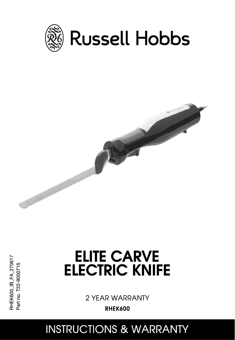 Image de la première page du manuel de l'appareil Elite Carve RHEK600