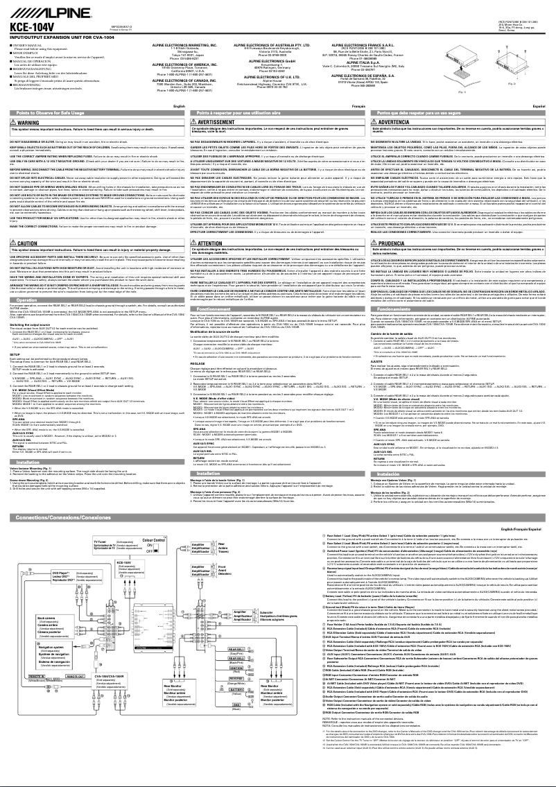 Page n°1 - Manuel utilisateur Alpine KCE-104V