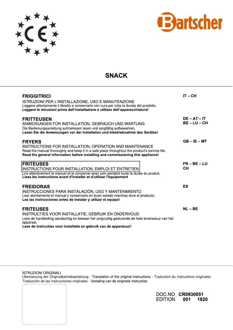 Page n°1 - Manuel utilisateur Bartscher 1152113