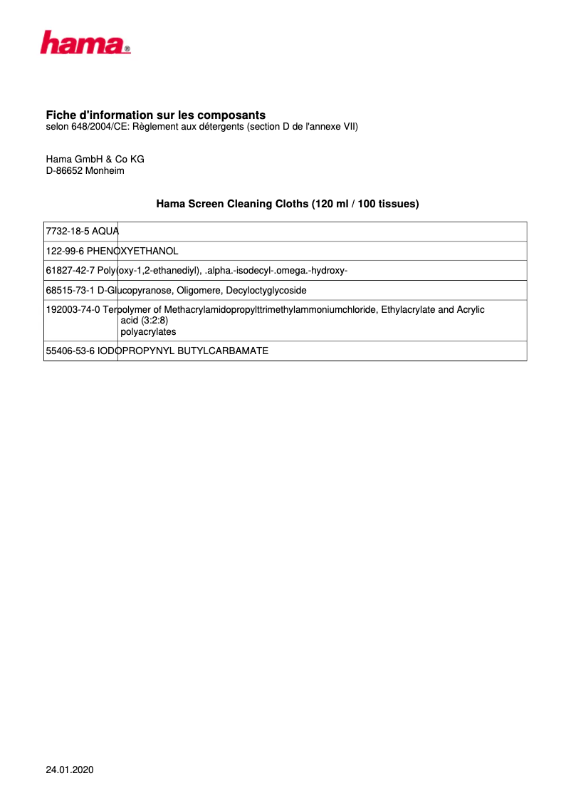 Page 1 de la notice Manuel utilisateur Hama 00113806