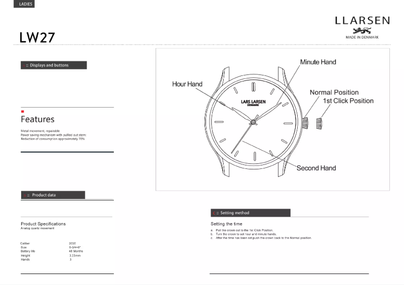 Page 1 de la notice Manuel utilisateur Lars Larsen MATHILDE 127RBBL