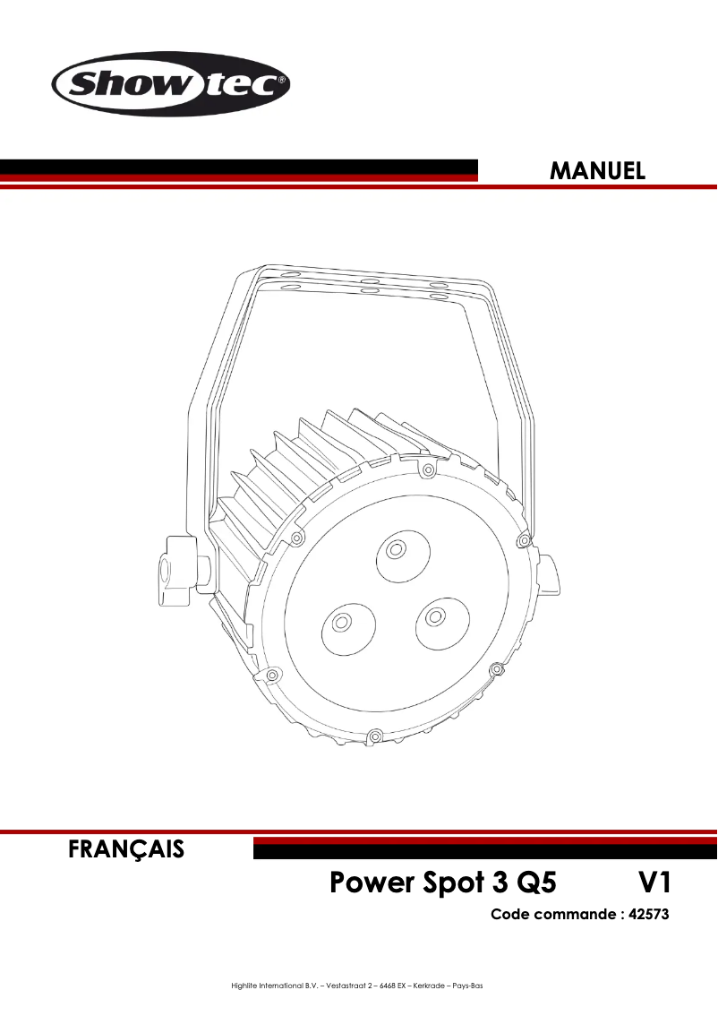 Page 1 de la notice Manuel utilisateur Showtec Power Spot 3 Q5