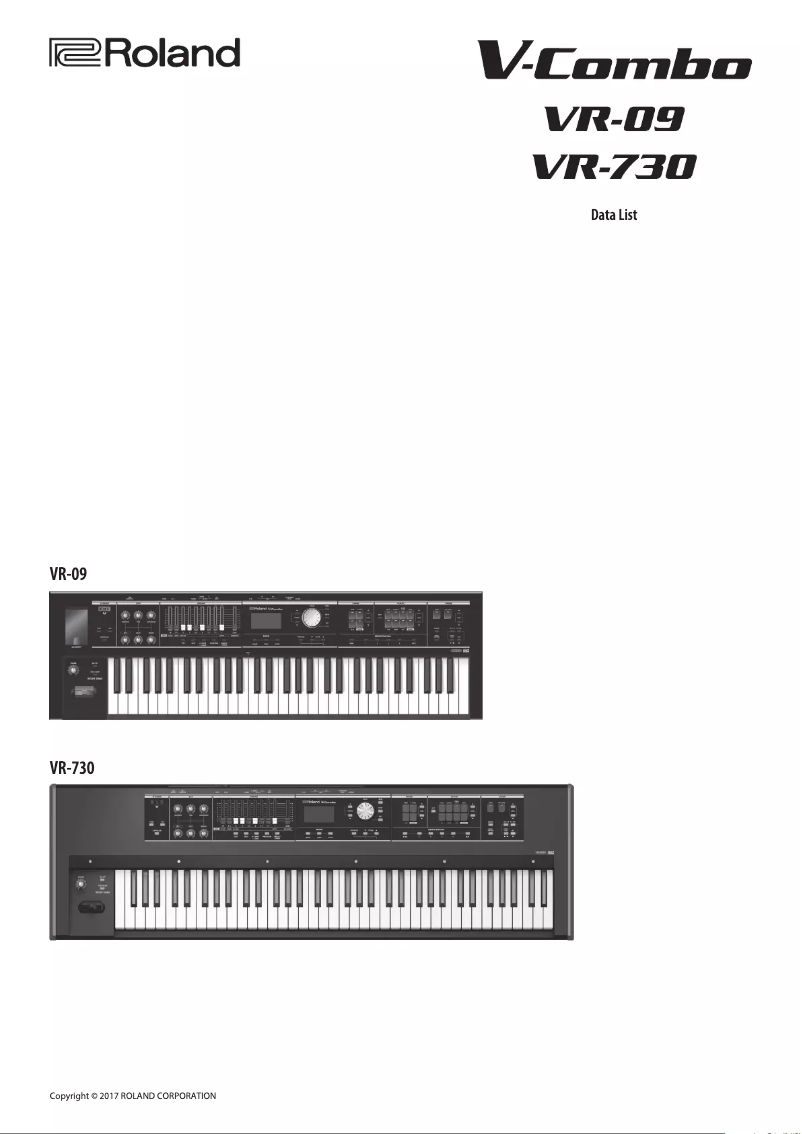 Image de la première page du manuel de l'appareil V-Combo VR-730