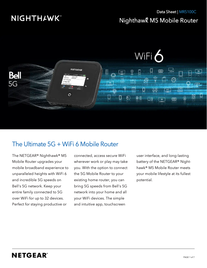 Image de la première page du manuel de l'appareil Nighthawk MR5100C