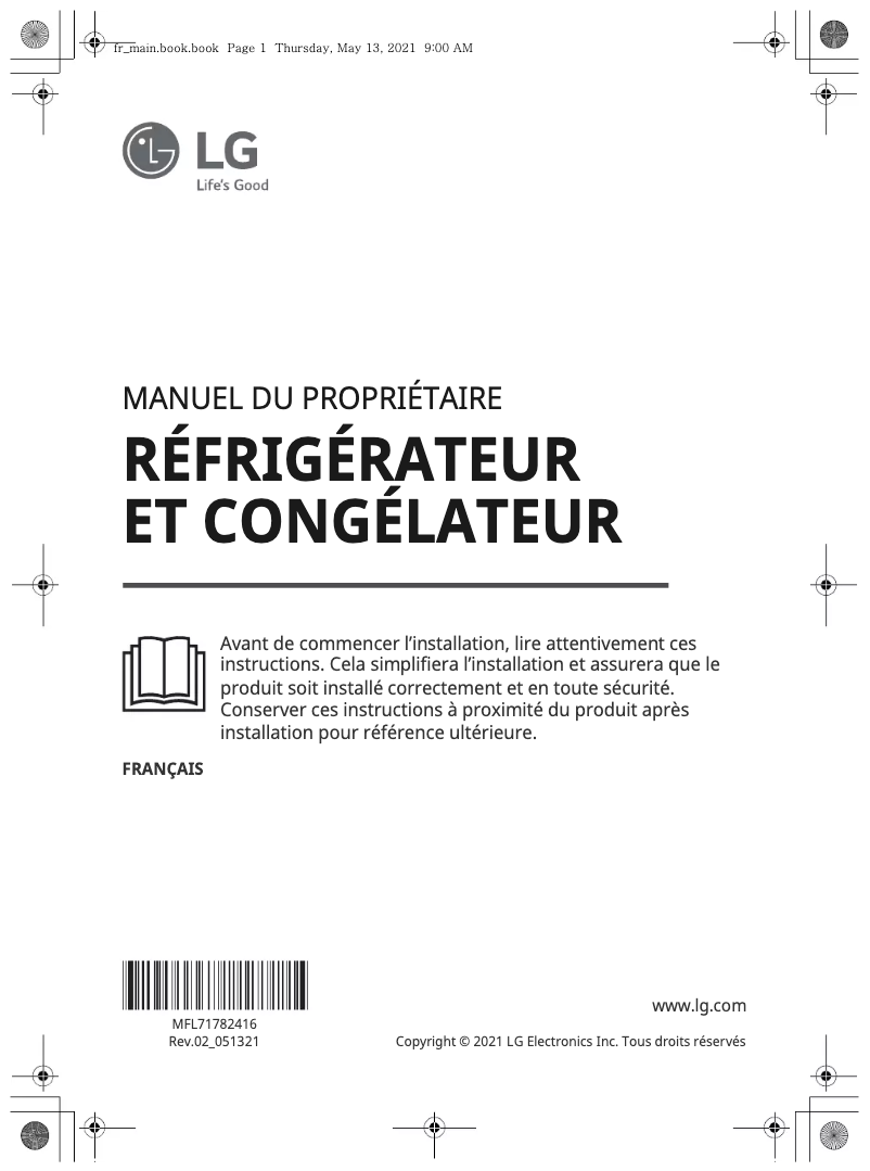 Page 1 de la notice Manuel utilisateur LG GML844MCKV