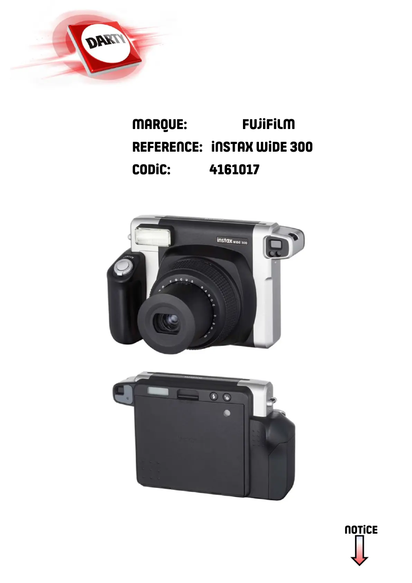 Page 1 de la notice Manuel utilisateur Fujifilm Instax Wide 300