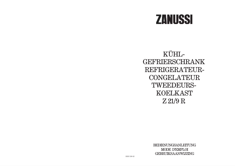 Image de la première page du manuel de l'appareil Z 21/9 R