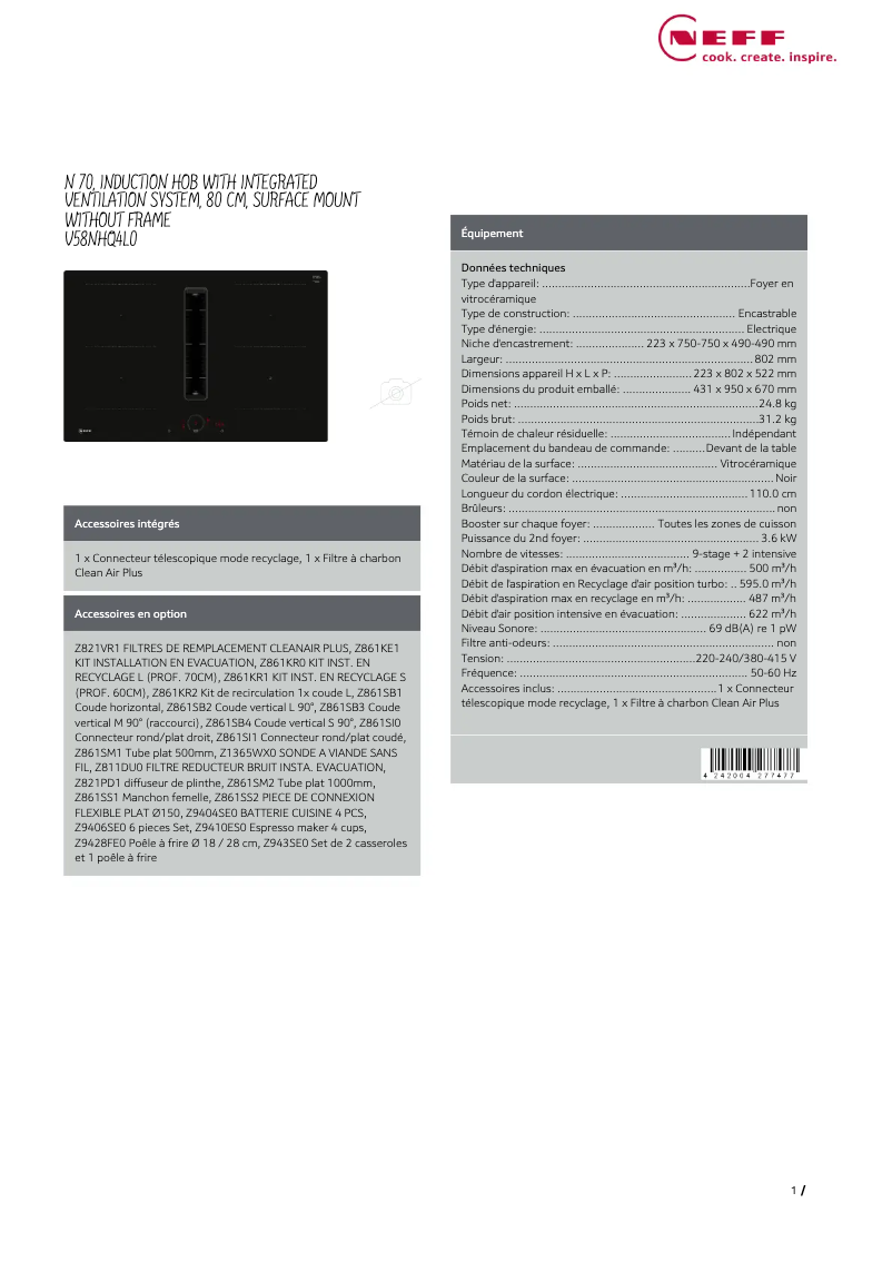 Image de la première page du manuel de l'appareil V58NHQ4L0