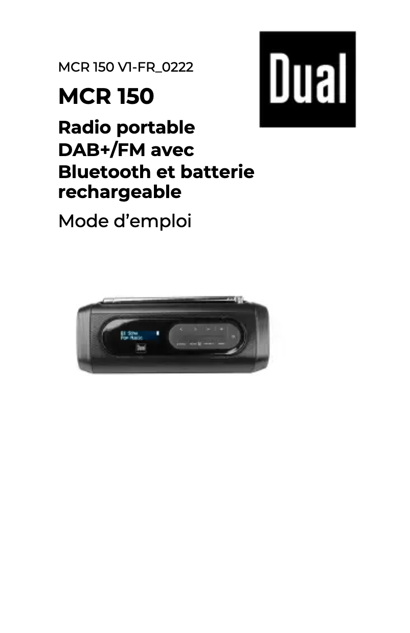 Page 1 de la notice Manuel utilisateur Dual MCR 150