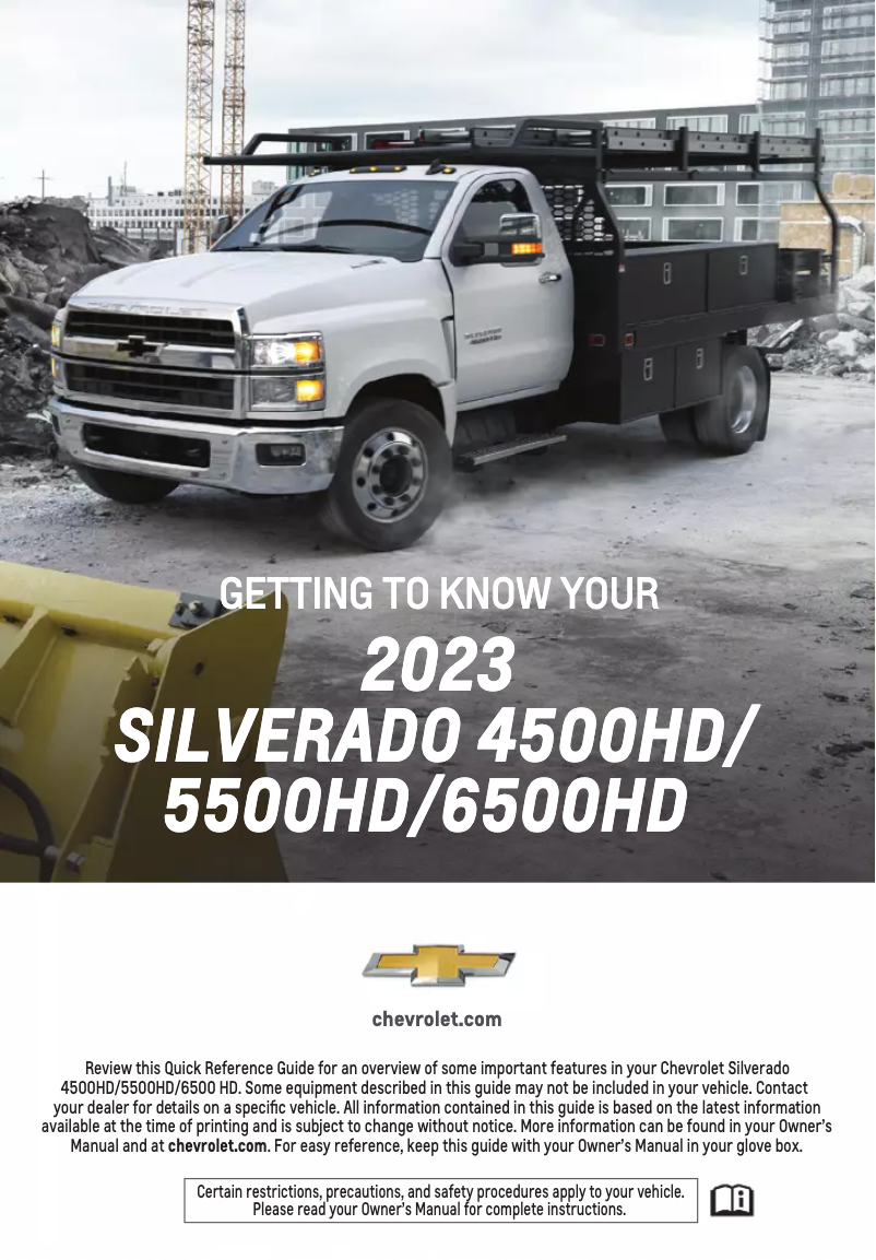 Page 1 de la notice Guide de démarrage rapide Chevrolet Silverado (2023)