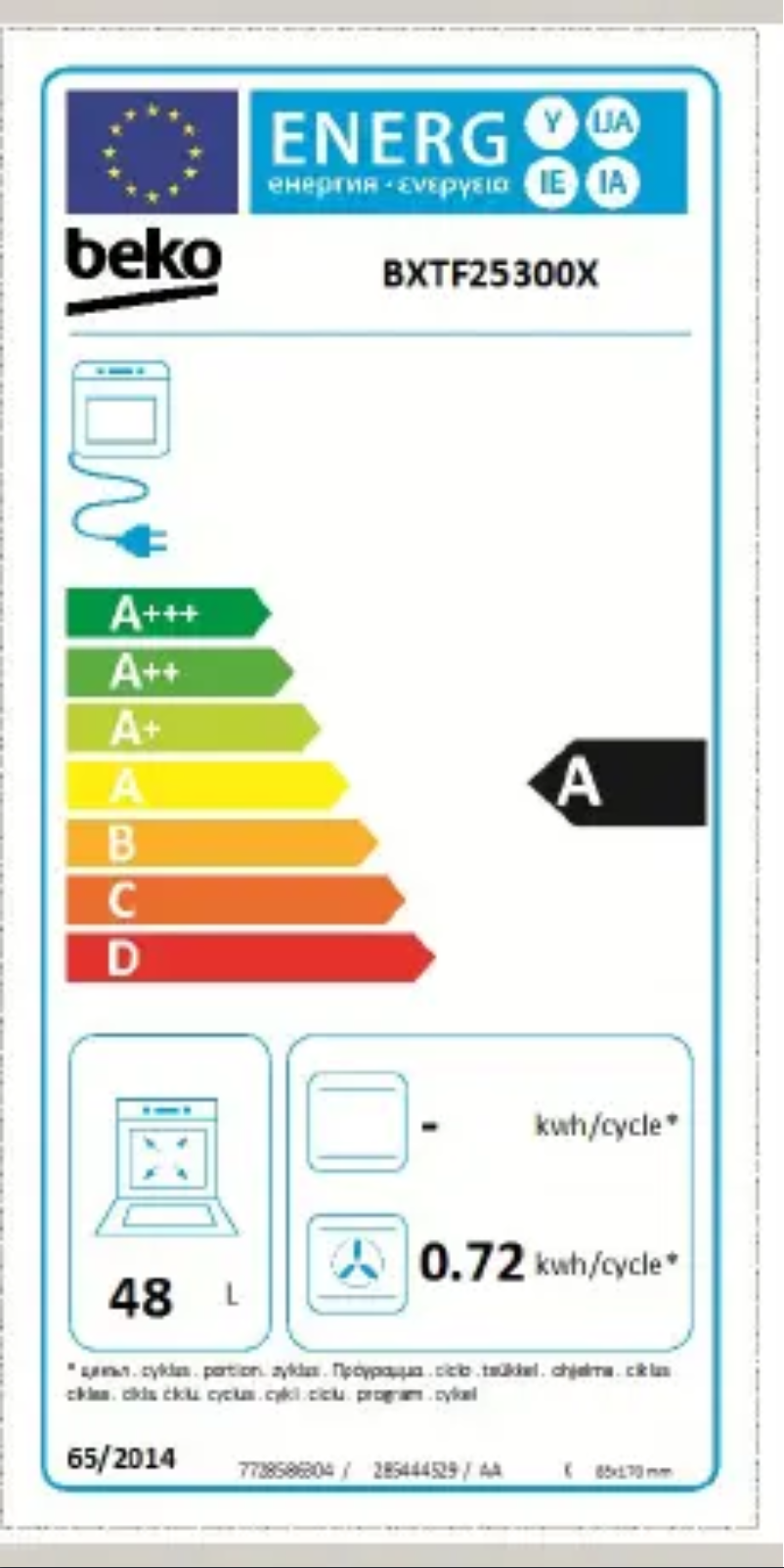 Page n°1 - Label énergétique Beko BXTF 25300
