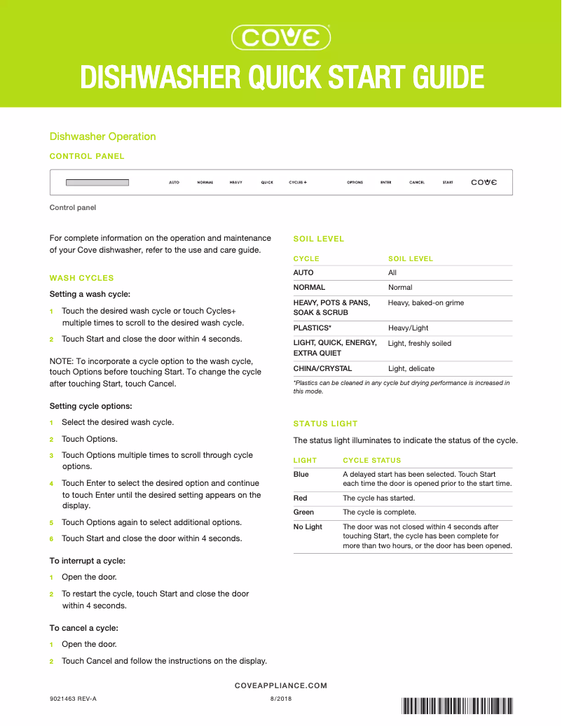 Page 1 de la notice Guide de démarrage rapide Cove DW2450WS