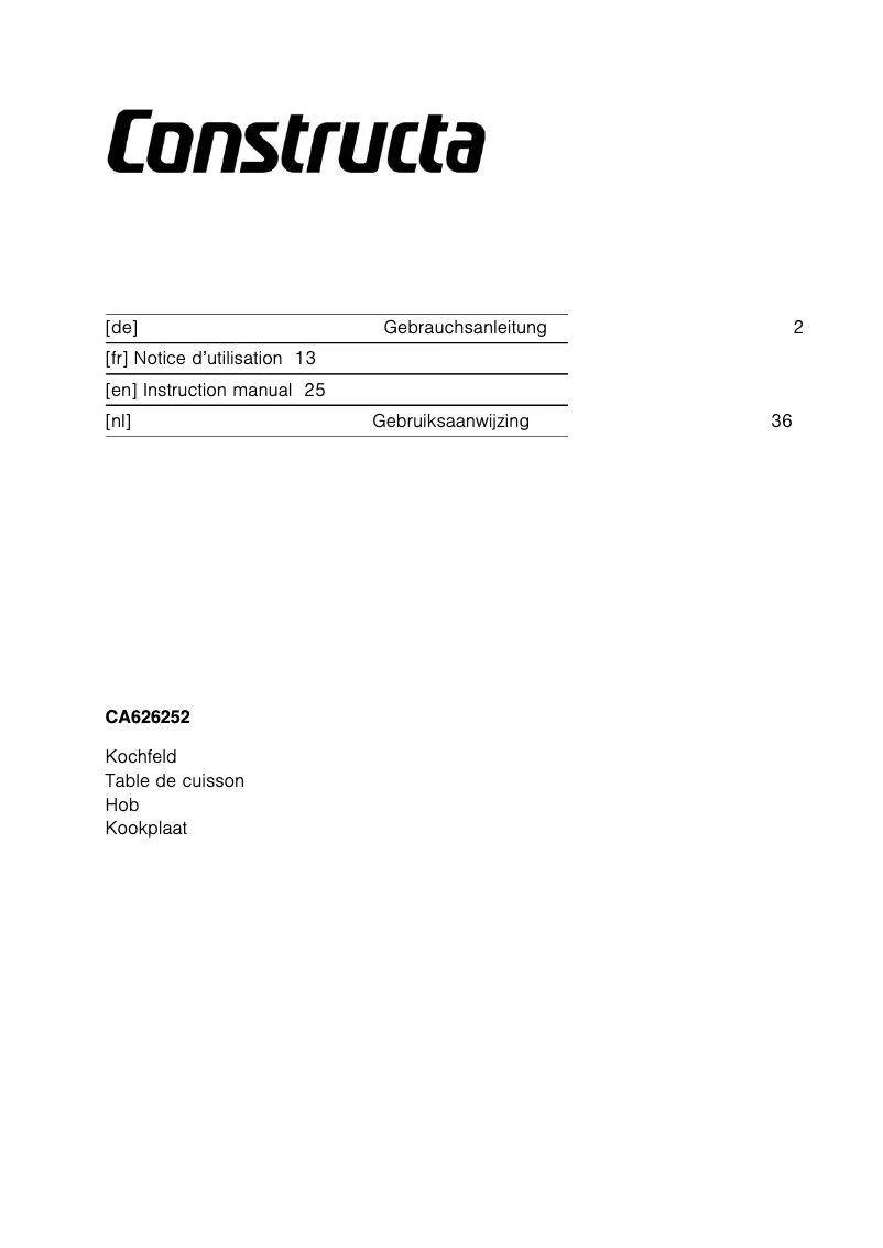 Image de la première page du manuel de l'appareil CA626252