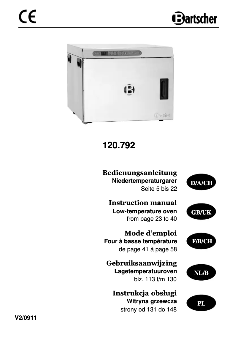 Page 1 de la notice Manuel utilisateur Bartscher 120792