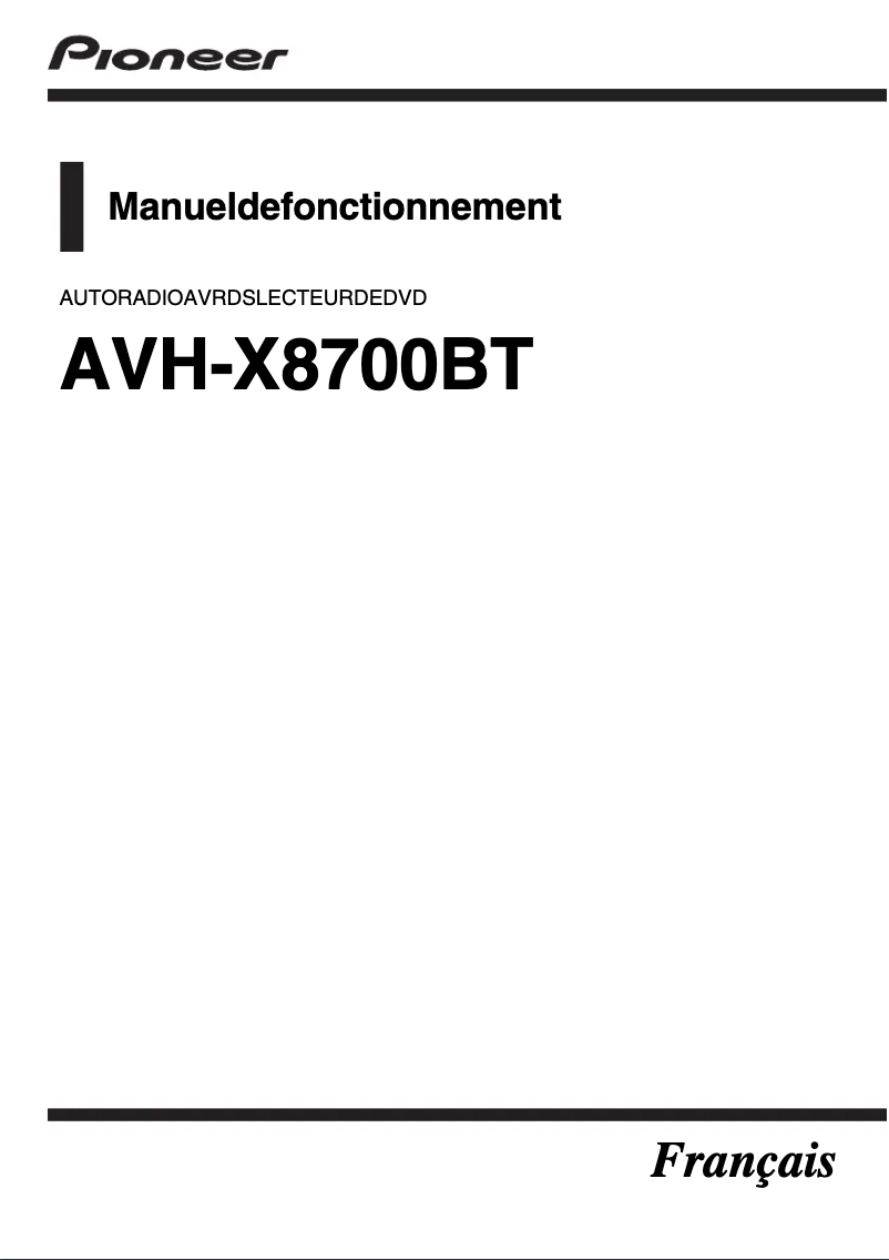 Image de la première page du manuel de l'appareil AVH-X8700BT