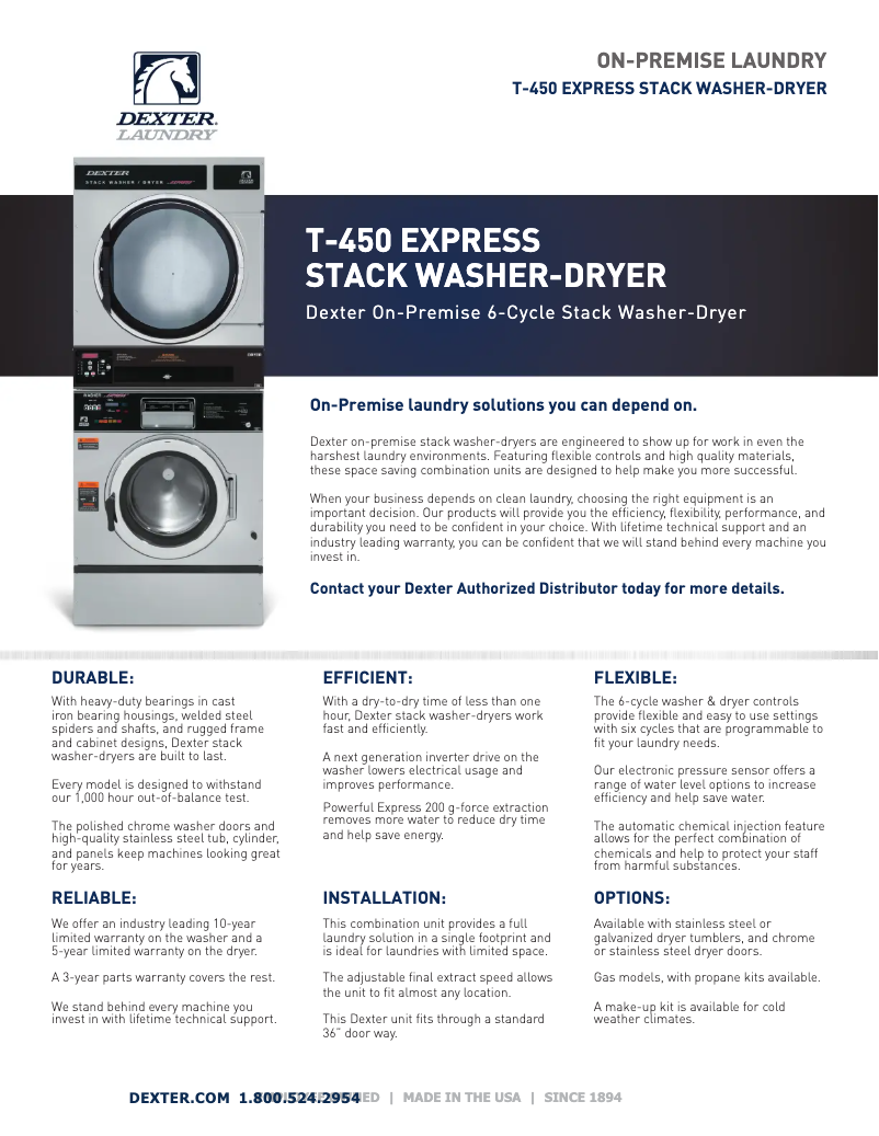 Page n°1 - Fiche technique Dexter Laundry T-450 SWD Express