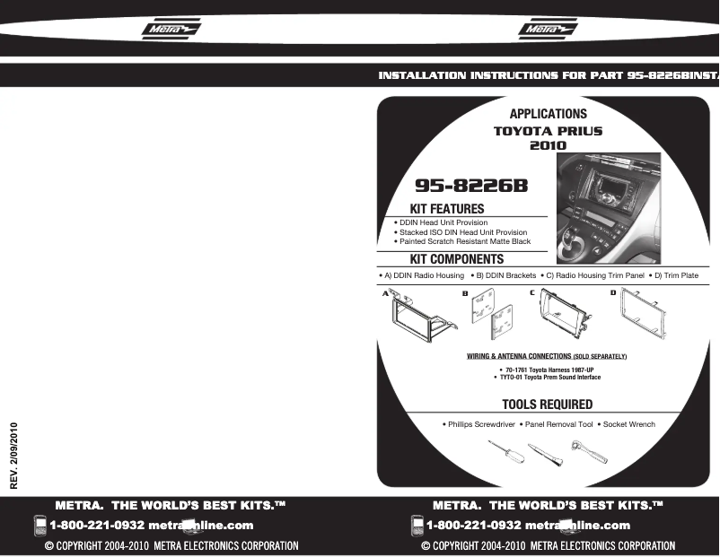 Page n°1 - Manuel utilisateur Metra 95-8226B