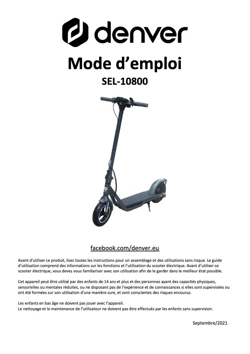 Image de la première page du manuel de l'appareil SEL-10800