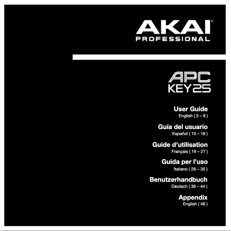 Page 1 de la notice Manuel utilisateur AKAI APC Key 25 MKII