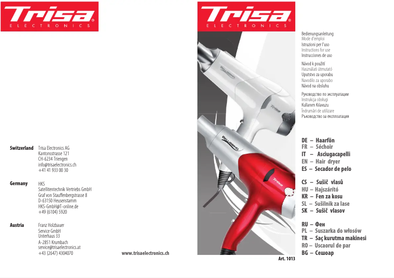 Page 1 de la notice Manuel utilisateur Trisa Bellisimo