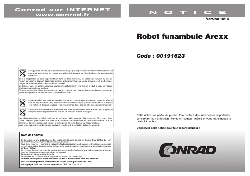 Page 1 de la notice Manuel utilisateur AREXX WTR-RD1