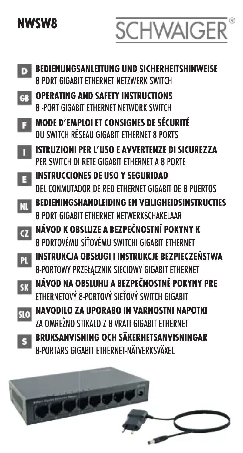 Page 1 of the manual User Manual Schwaiger NWSW8