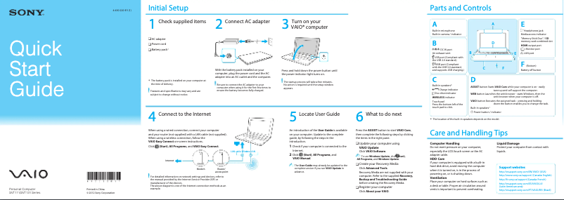 Imagen de la primera página del manual del dispositivo Vaio Tab 13 SVT13115FDS