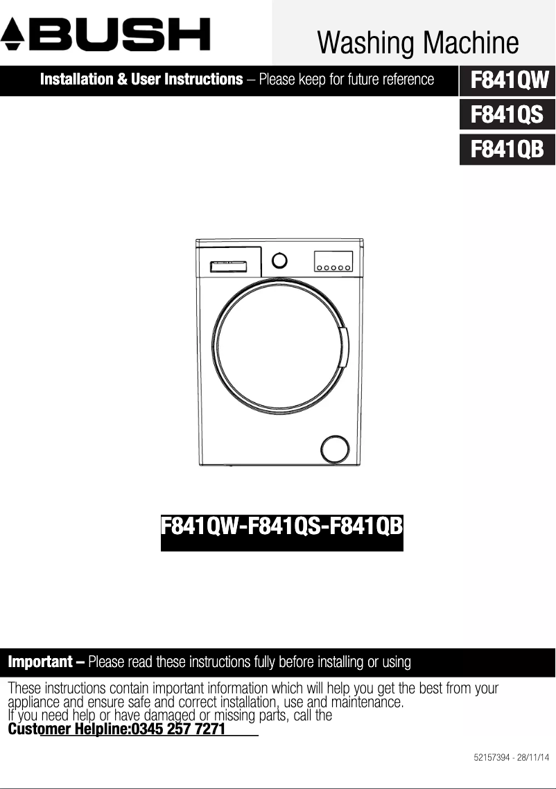 Page 1 de la notice Manuel utilisateur Bush F841QS