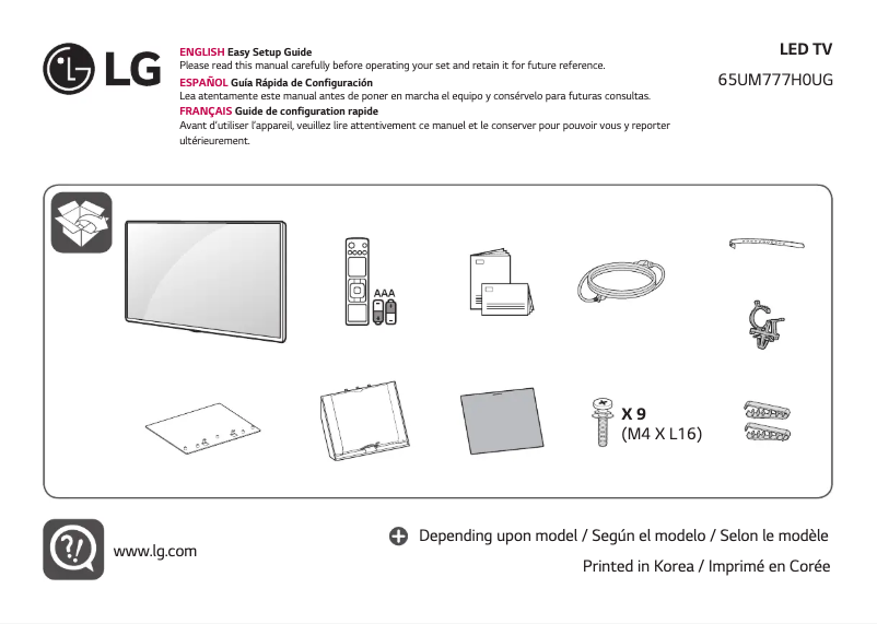 Page 1 de la notice Manuel utilisateur LG 65UM777H0UG