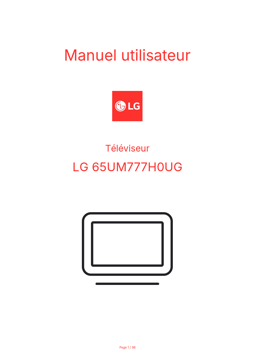 Page n°1 - Manuel utilisateur LG 65UM777H0UG