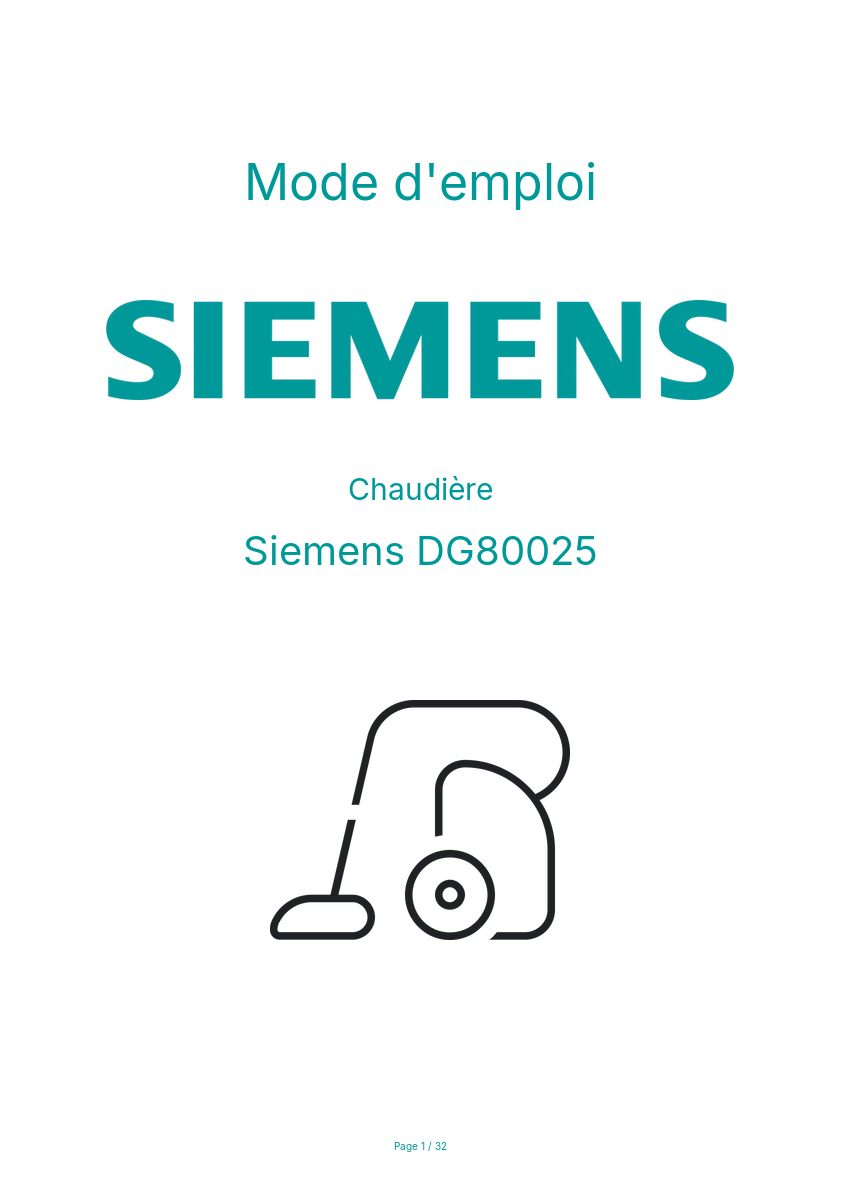 Page n°1 - Mode d'emploi Siemens DG80025