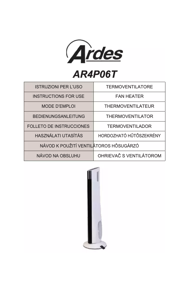 Page n°1 - Manuel utilisateur Ardes AR4P06T