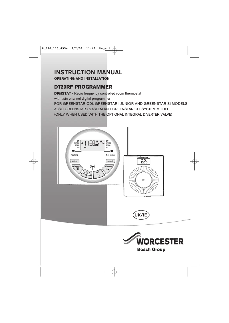 Page 1 de la notice Manuel utilisateur Bosch Digistat DT20RF