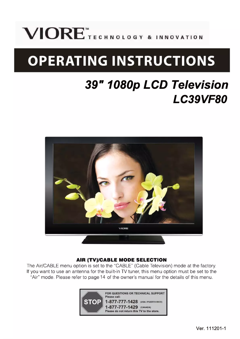 Image de la première page du manuel de l'appareil LC39VF80