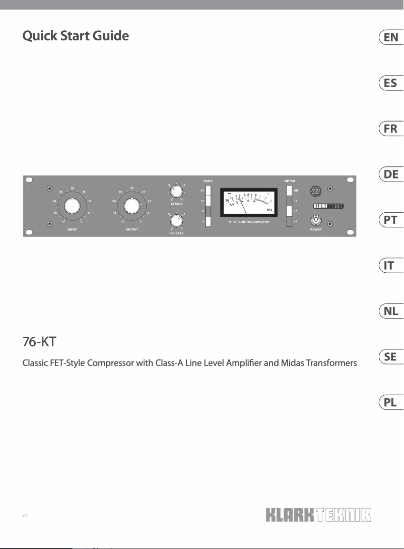 Page 1 de la notice Guide de démarrage rapide Klark Teknik 76-KT
